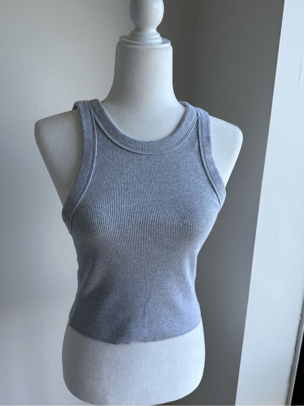 aerie Light Gray Ribbed Racerback Tank - Picture 1 of 2